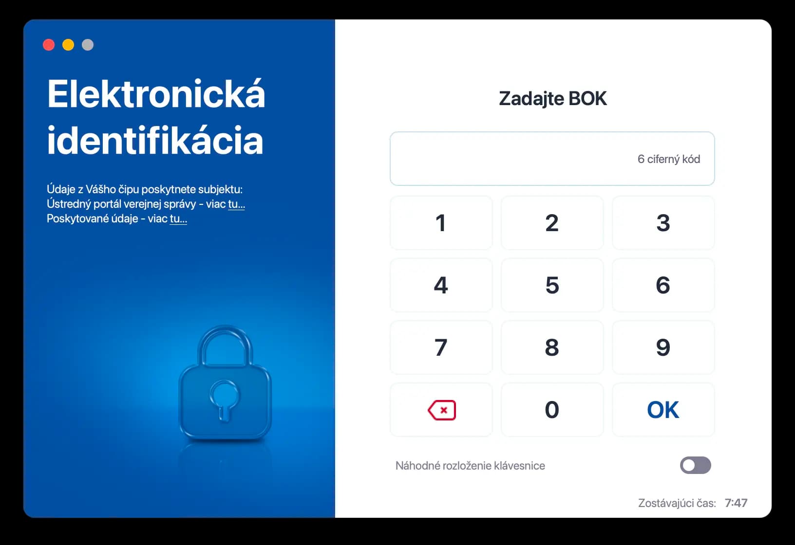 Slovensko.sk BOK code interface