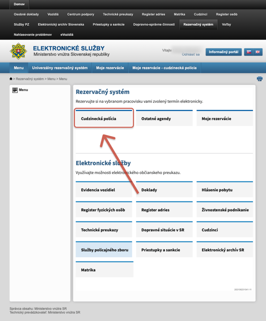 Booking system navigation for Foreign Police