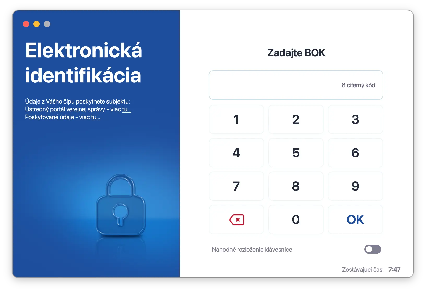 Slovensko.sk BOK code interface
